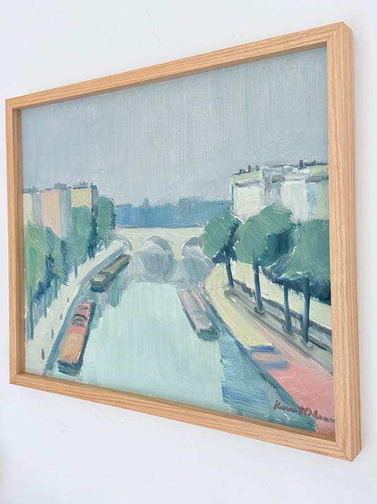 Seine in Summer - Knut Olson - 1950s - oil on panel - 48 x40 cm