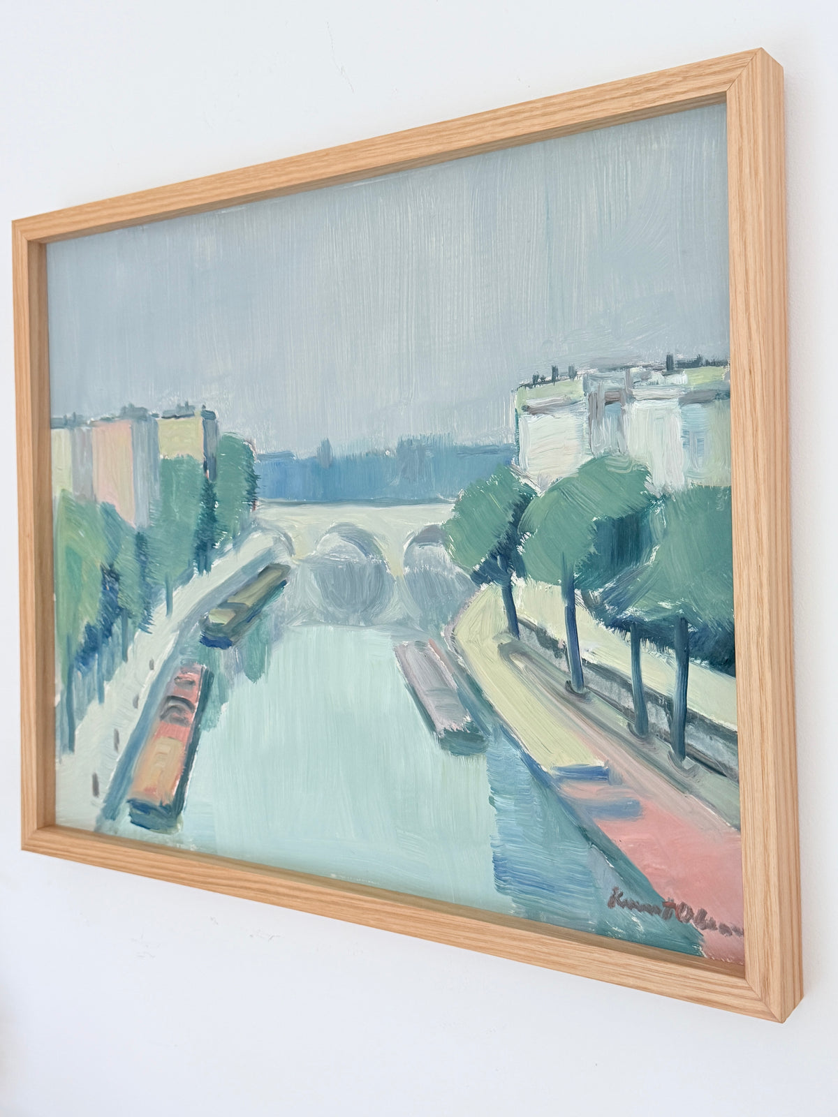 Seine in Summer - Knut Olson - 1950s - oil on panel - 48 x40 cm