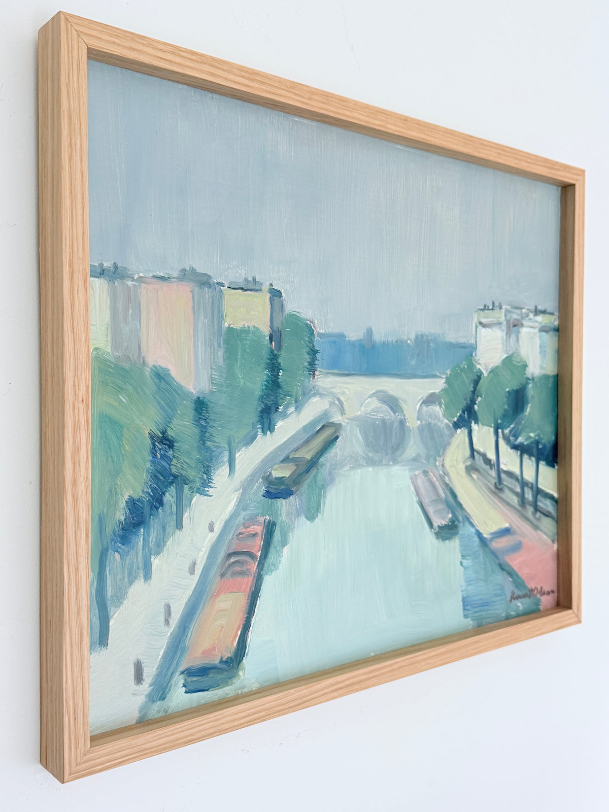 Seine in Summer - Knut Olson - 1950s - oil on panel - 48 x40 cm