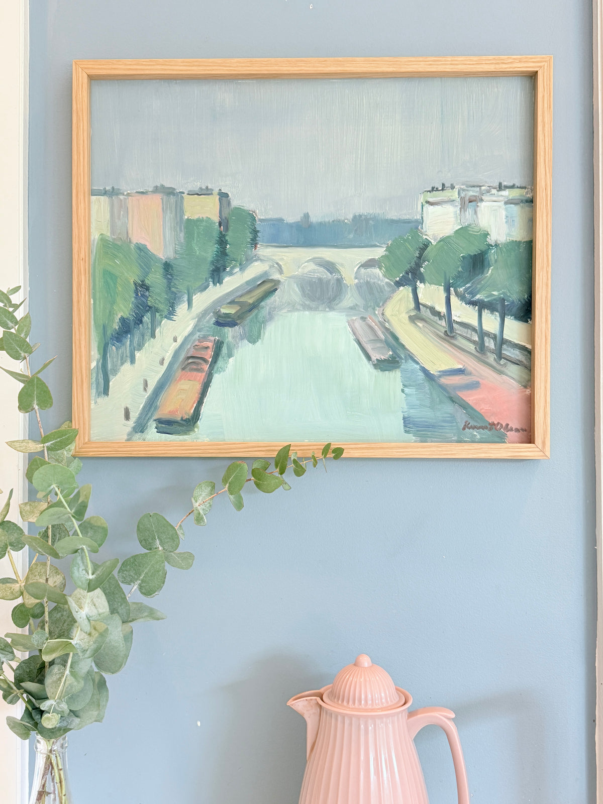 Seine in Summer - Knut Olson - 1950s - oil on panel - 48 x40 cm